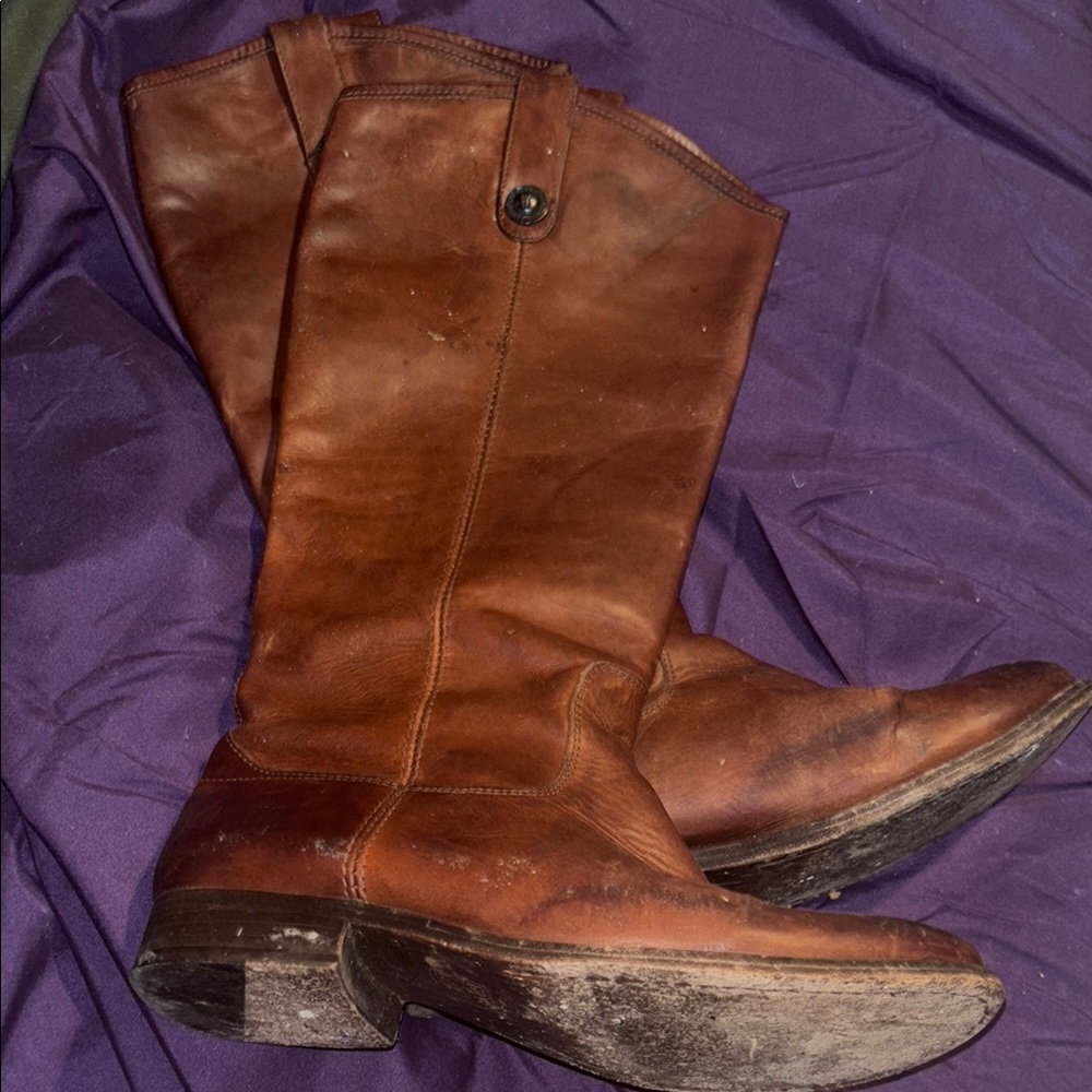 Brown Leather Frye Melissa  Boots